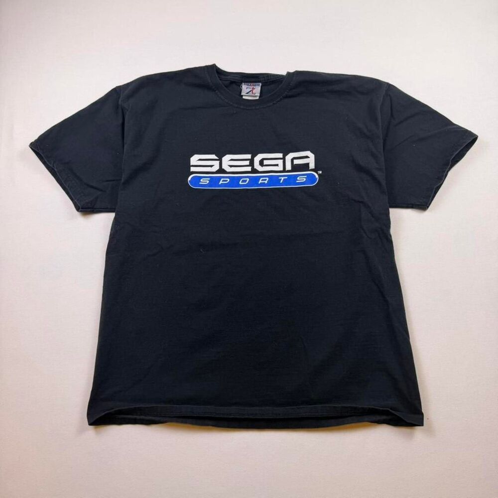 Vintage Black 90s Sega Sports Gaming Tshirt XL